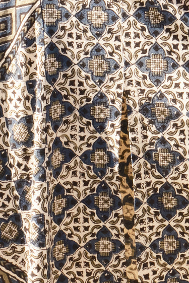 fabric swatch of bleu tile tapestry option