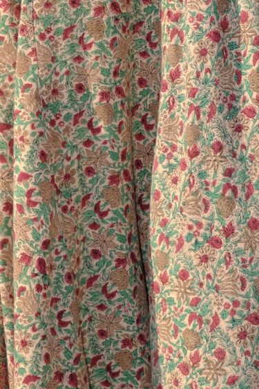 close up of vintage rose handloom tapestry 