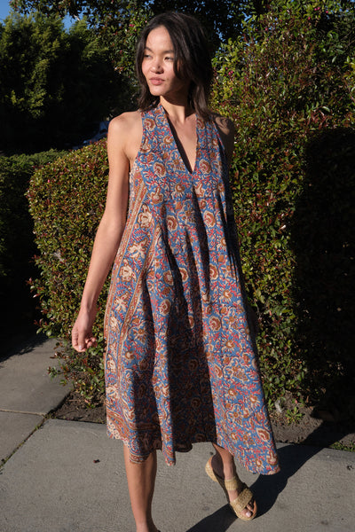 Andra Midi Tapestry Caftan w/ Obi Belt